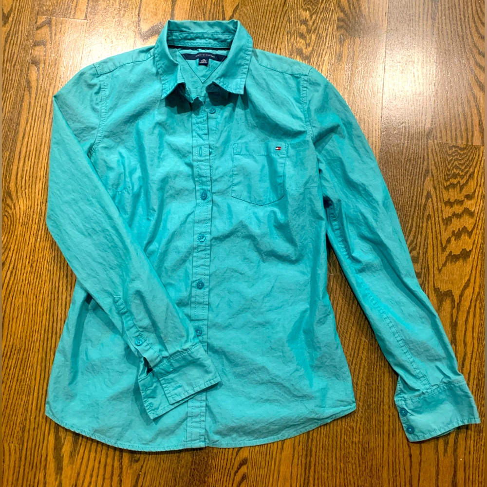 Tommy Hilfiger button up shirt XS green